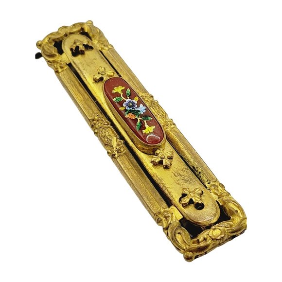 Antique Victorian Shawl w/ Floral Glass Clip (A336) - Picture 1 of 5